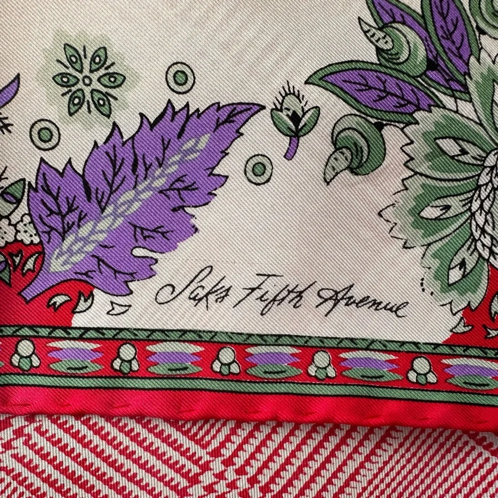SAKS Fifth Avenue Paisley Checkered Floral Scarf